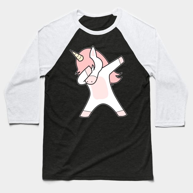 Dabbing Unicorn Baseball T-Shirt by Imutobi